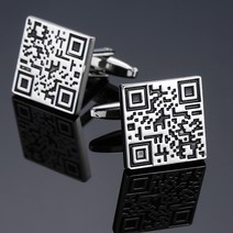 라온투유 남성용 커프스 버튼 커프스링크 06 실버 블랙 QR 코드 cuf03 2p