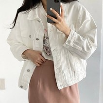 빼빼 여성용 카라넥 루즈핏 면자켓