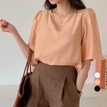 베러스윗 여성용 라운드넥 쉬폰 블라우스