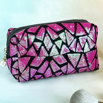 기하학 팬텀 컬러 조약돌 스팽글 메이크업 파우치