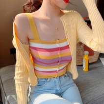 몬드스팟 여성용 스트라이프 스퀘어 조끼 MO255