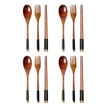 니트 옻칠 수저세트, 4세트, 블랙 숟가락 + 젓가락 + 포크