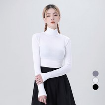 어썸어라운드 여성용 소프트 골지 목폴라 티셔츠