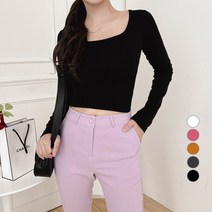 에비뉴비 여성용 데일리 슬림 긴팔 티셔츠