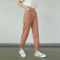 빼빼 여성용 밴딩 포켓 배기면스판 바지
