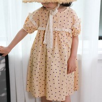 느엘 여아용 라인레이스반팔 원피스