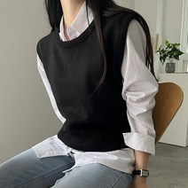 라운드넥 박시 니트조끼