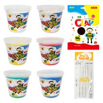 토단교재 에듀클레이 250g x 6종 + 검정 50g + 5종 도구 세트, 혼합색상