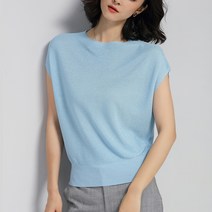 페이퍼먼츠 여성용 라운드넥 와이드 얇은 레이스 가오리핏 반팔 니트 13749