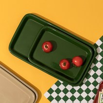 쓰임 어라운드 솔리드 직사각접시 2종 세트, 딥그린, 직사각접시 소 + 직사각접시 대