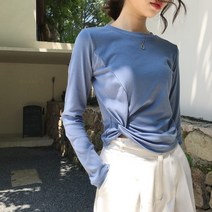 모네타 여성용 솔리드 컬러 매듭 크롭 티셔츠
