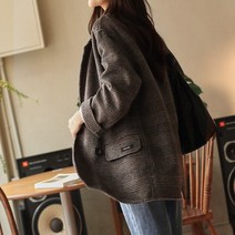 시크폭스 여성용 카페이 체크자켓