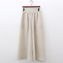 빼빼 여성용 허리밴딩 오버핏 큐롯 와이드 린넨 바지