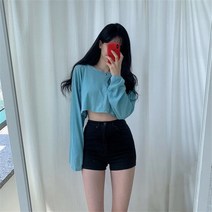 안다로미 여성용 라이크어데이 긴팔 크롭 티셔츠