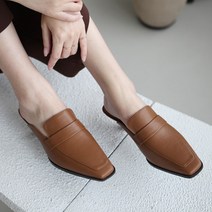 파이 여성용 가죽 뮬 슬리퍼 힐 6.3cm P142