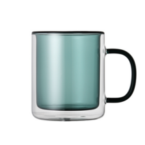 착한살림 홈카페 이중 유리 머그잔 350ml, 딥그린, 1개