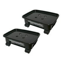 플라팜 이동식 직사각 화분받침대 2p, 블랙