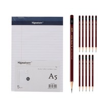 시그니처 리갈패드 A5 5p + 유니볼 연필 6H 12p, 화이트(리갈패드), 1세트