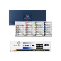 신한화구 수채 물감 7.5ml + 톰보 모노J 4B 1타 세트, 30색