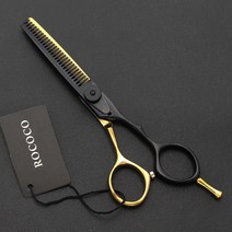 요기쏘 반려동물 로코코 틴닝 가위 15.5cm, 골든블랙, 1개