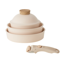 모도리 인덕션 소담쿡웨어 3종 세트, 핑크베이지, 18cm 소스냄비 + 소스냄비 뚜껑 + 22cm 전골냄비 + 24cm 프라이팬 + 멀티핸들
