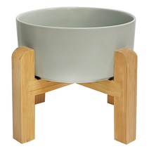 모나지오 반려동물 우드트레이 도자기 식기 1구 소, 그레이