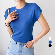 세컨그라운드 여성용 캡소매 쿨 니트