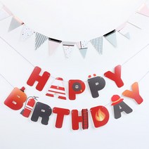 파티해 페이퍼 생일 역할놀이 가랜드 소방관 + 스노우핑크, 혼합색상, 1세트