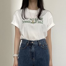 더보느 여성용 위올 모달 레터링 반팔 티셔츠