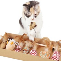 고양이 장난감 낚시대 7종 세트, 혼합색상, 1세트