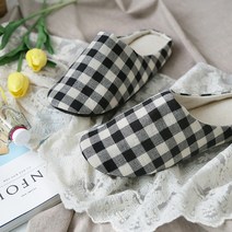 까사베르데 심플 체크 돔형 실내화, 베이지 블랙