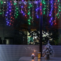 더원스토리 LED 고드름 줄전구 124구 4색 청색 백색 전구색, 4색 , 청색, 백색, 전구색
