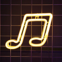 새로그린 음표 USB 건전지 LED 네온사인, 옐로우