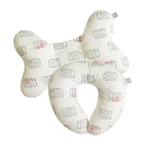 베이비앤아이 유아용 양면 원형목쿠션 + 나비베개 세트, 코끼리