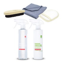 바인더 인테리어 클리너 실내 세정제 500ml + 왁스 광택제 500ml + 가죽 브러시 + 극세사 어플 + 다용도 타월 랜덤발송 세트, 1세트