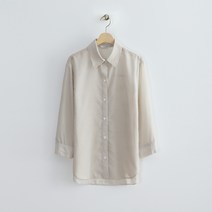 로엠 여성용 베이직 린넨라이크 7부 셔츠