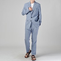 바르 남성용 린넨 플랩포켓 쓰리버튼 베이직 수트 세트 BU3001