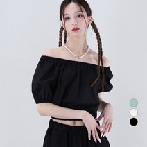 어썸어라운드 여성용 퍼프 밴딩 반팔 블라우스