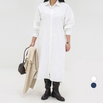 102102 여성용 데일리 루즈핏 셔츠 롱 원피스