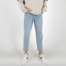 더간지 남성용 베이직 옆밴딩 워싱 9부 청바지