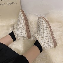 더플로우 여성용 트위드 글렌체크 방수 어그 부츠