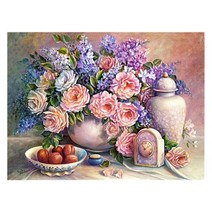 케이엠엘리 캔버스액자 일체형 3D 원형 보석십자수 DIY 키트 50 x 40 cm, 월의 향기, 1세트