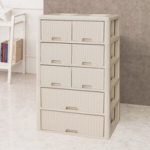 라탄 트리플 5단 수납장, 베이지, 1개