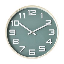 이언시계 저소음 자작나무 폰트벽시계, 그린