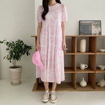 린다샵 나염 퍼프 캉캉 롱 원피스 OPS7421K23