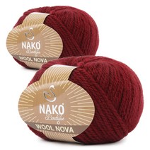 브랜드얀 NAKO 울노바 뜨개실 2p, 999번 버건디, 96m