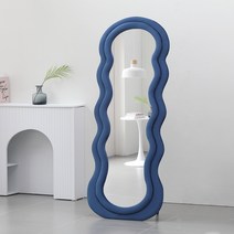 데코퍼니쳐 루씨 벨벳 웨이브 전신거울 700 방문설치, 블루