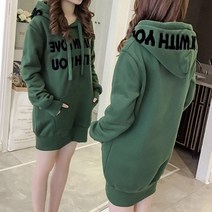 빅후드 롱 원피스 오버핏 기모 임산부 후드티