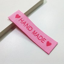 심플 영문 핸드메이드 레터링 DIY 소품 만들기 패브릭 라벨, 100개, 핑크