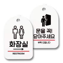안내 표지판 팻말 화이트 S7_112 2종 세트, 1세트, 화장실 오른쪽, 문을 꼭 닫기